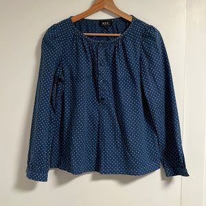 Classic blue A.P.C. polka dot blouse